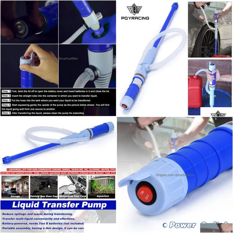 multi-use liquid fuel transfer siphon pump 1.5gpm high flow gasoline diesel 2d battery power operated handheld automatic pqy-fpb126
