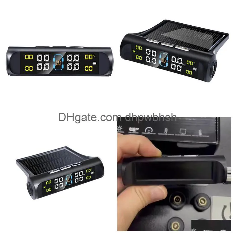 e-ace solar tpms car tire monitor tire pressure sensor auto security alarm systems digital display tyre pressure