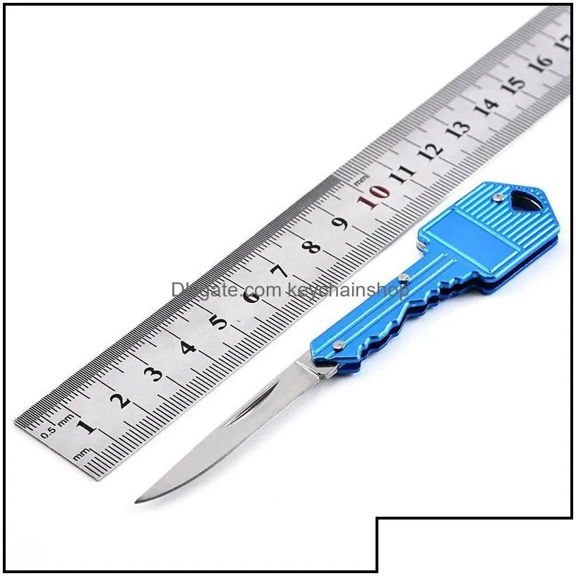 keychains mini key shape folding knife keychain portable outdoor sabre pocket fruit mtifunctional cam tool gear drop del keychainshop