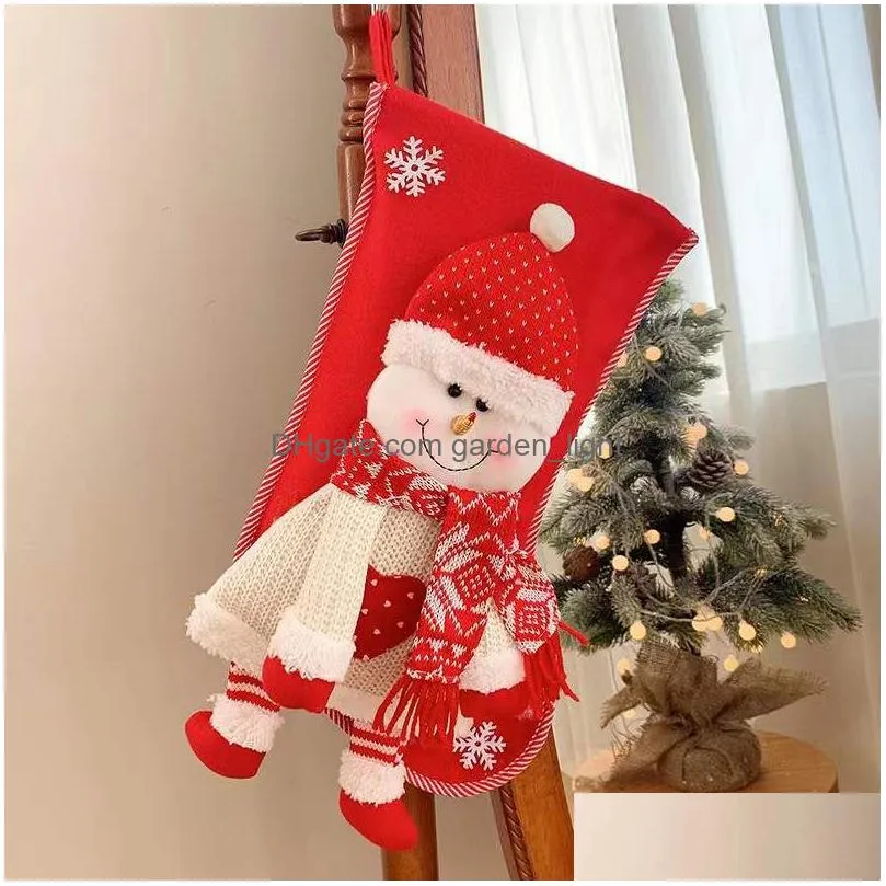 christmas decorations knitted three-dimensional elderly snowman gift bag christmas tree decoration candy bag