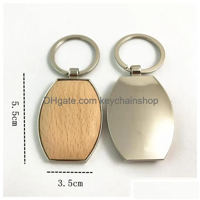 key rings metal wood keychains chain ring round heart rec simple diy blank wooden car pendant holder fashion gifts keyrings drop del