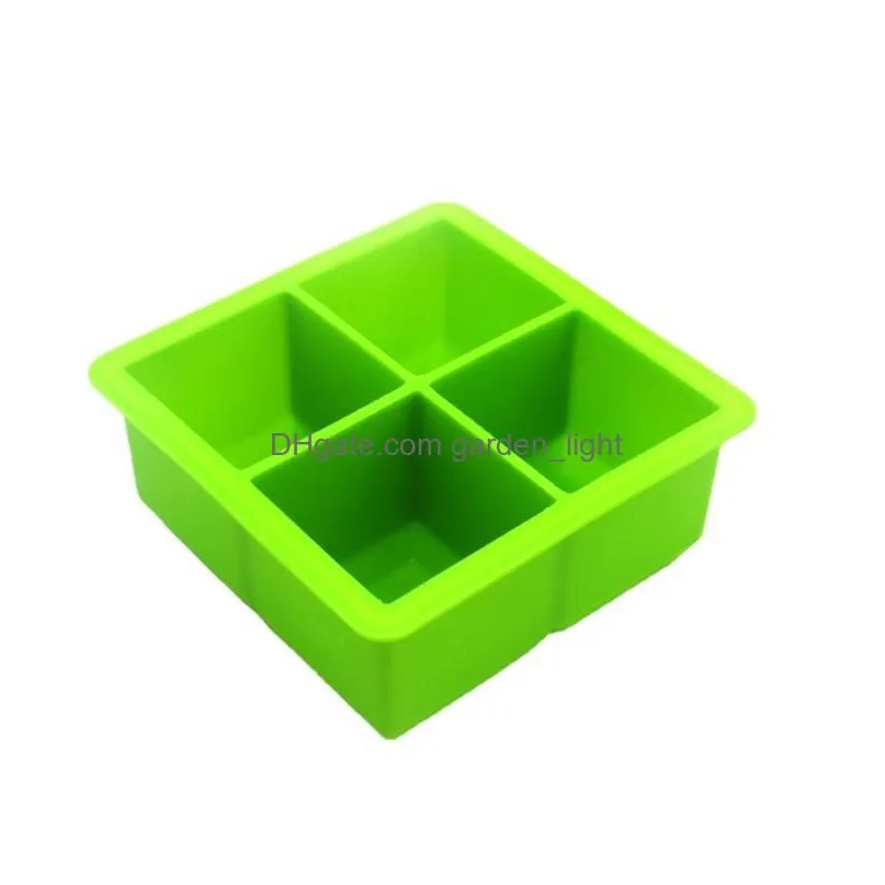 bar tools silicone ice square moulds dust proof cover ice tray large capacity square ice cube mold mix colors