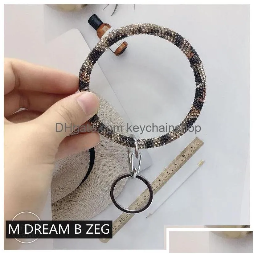 key rings bliing bling diamond bracelet keychain party gift bangle ring rhinestone wristlet girl wrist strap drop delivery je dhopm