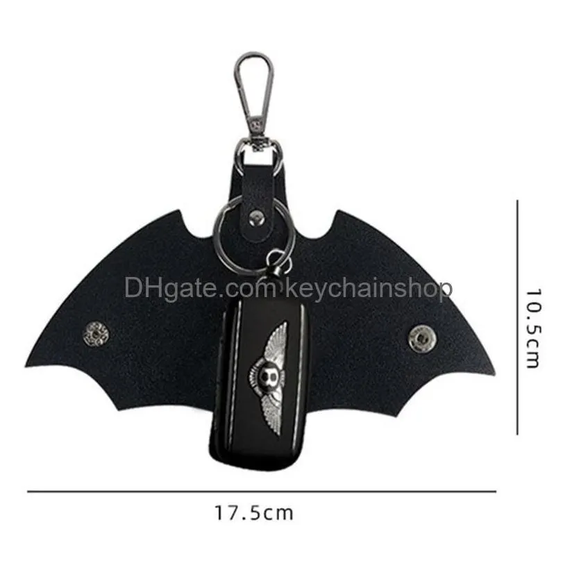 key rings pu leather bat keychains holder mens animal pendant chains fobs fashion design women bag charms sier metal car keyrings ac