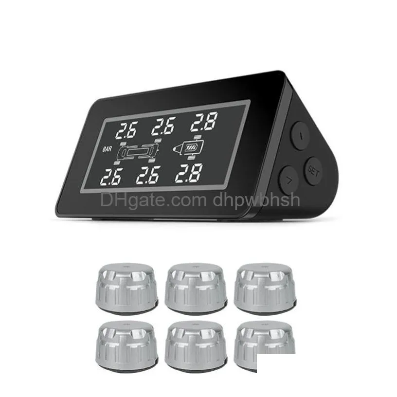 codash truck car tpms tyre pressure monitoring system digital lcd display 6 tire sensors 0-13.7 bar security alarm automotive-12