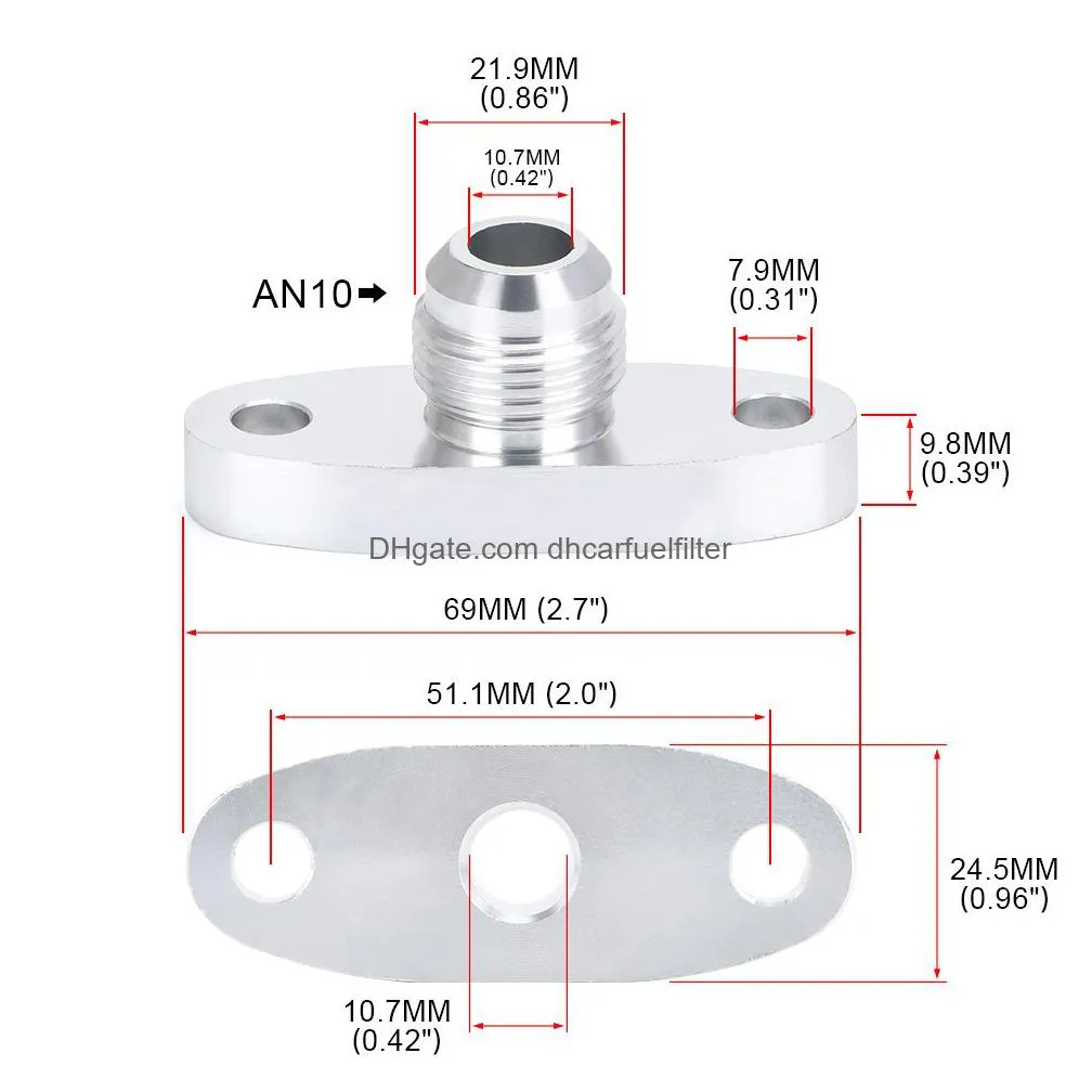 turbo oil drain flange 10an gt40 gt42 gt45 gt47 gt55 t3/t4 t3 t4 odf-01 silver pqy-ofg33