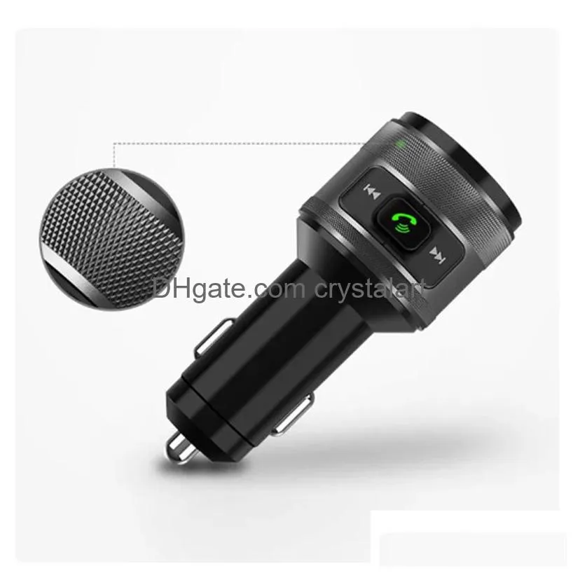 Jajabor Bluetooth 5.0 Car Kit Hands Fm Transmitter Music Mp3 Player Dual Usb Qc3.0 Quick Charge Support U Disk Playback C57