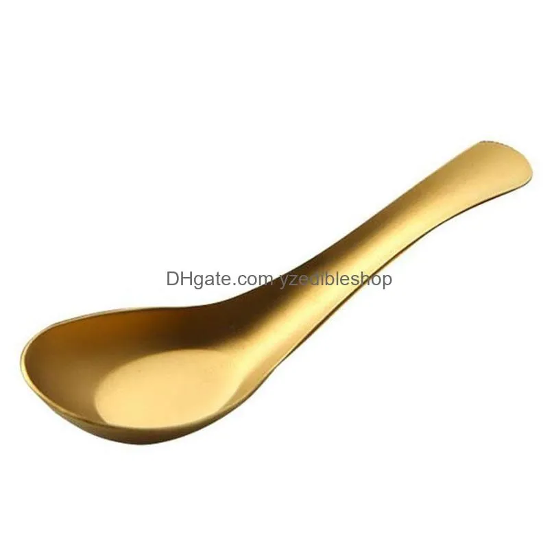 stainless steel soup spoons gold cooked rice scoop kids dinner tableware kitchen accessories wholesale8542703