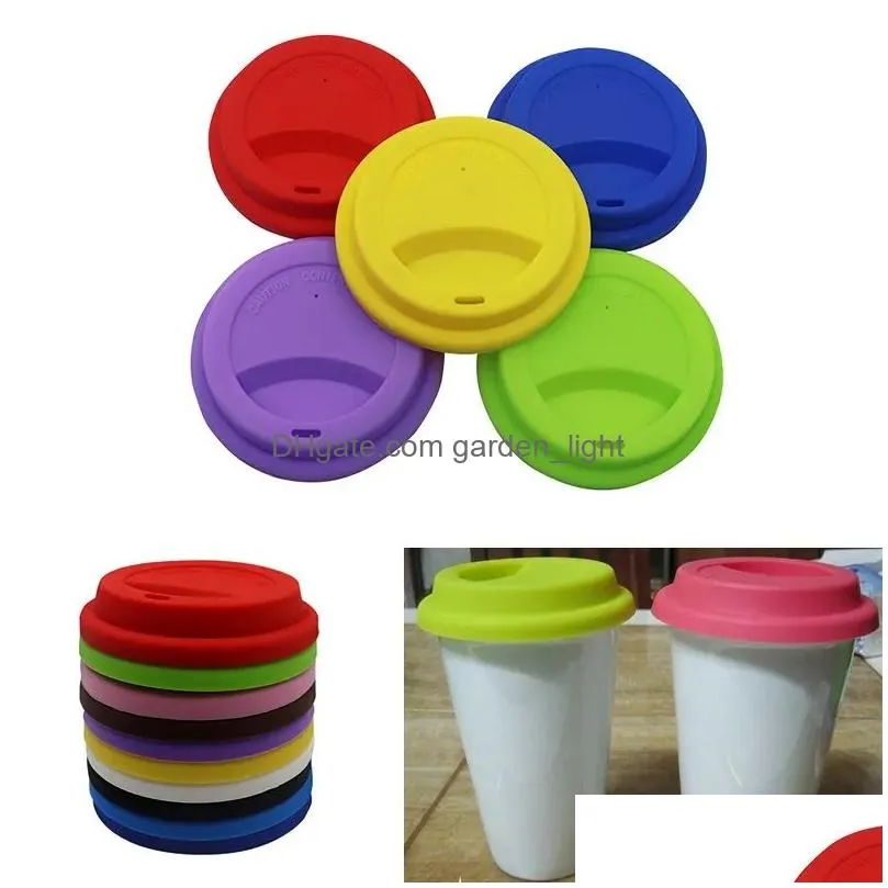 multicolor silicone cup lids 9cm anti dust spill proof food grade soft mug lid coffee milk tea cups cover seal lids