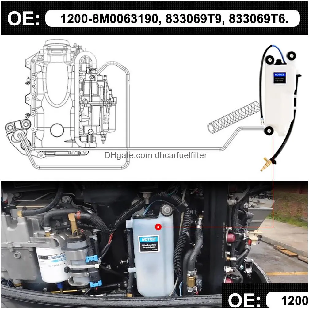 outboard oil tank assembly for mercury mercruiser quicksilver 1200-8m0063190 12008m0063190 8m0063190 pqy-otk06