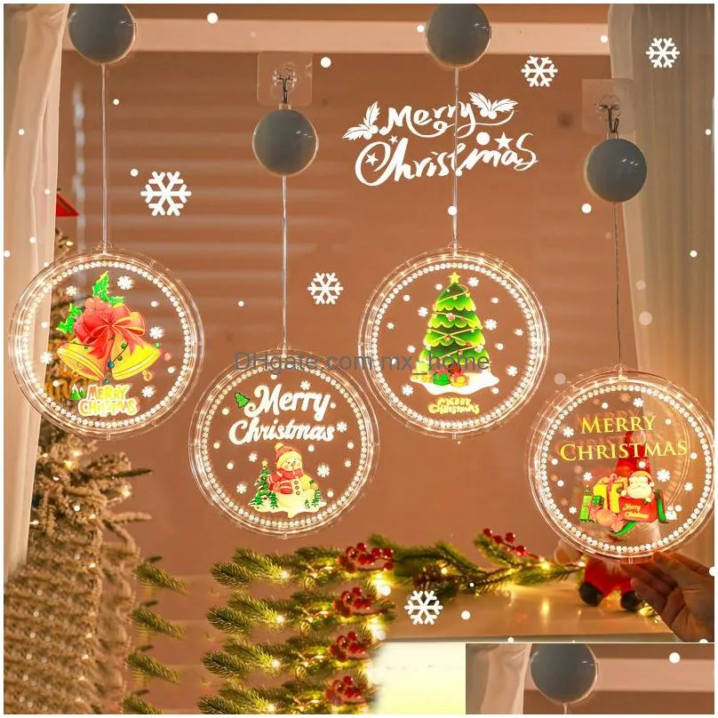 christmas led suction cup hanging lights with design window decoration lights festive atmosphere small colored lights