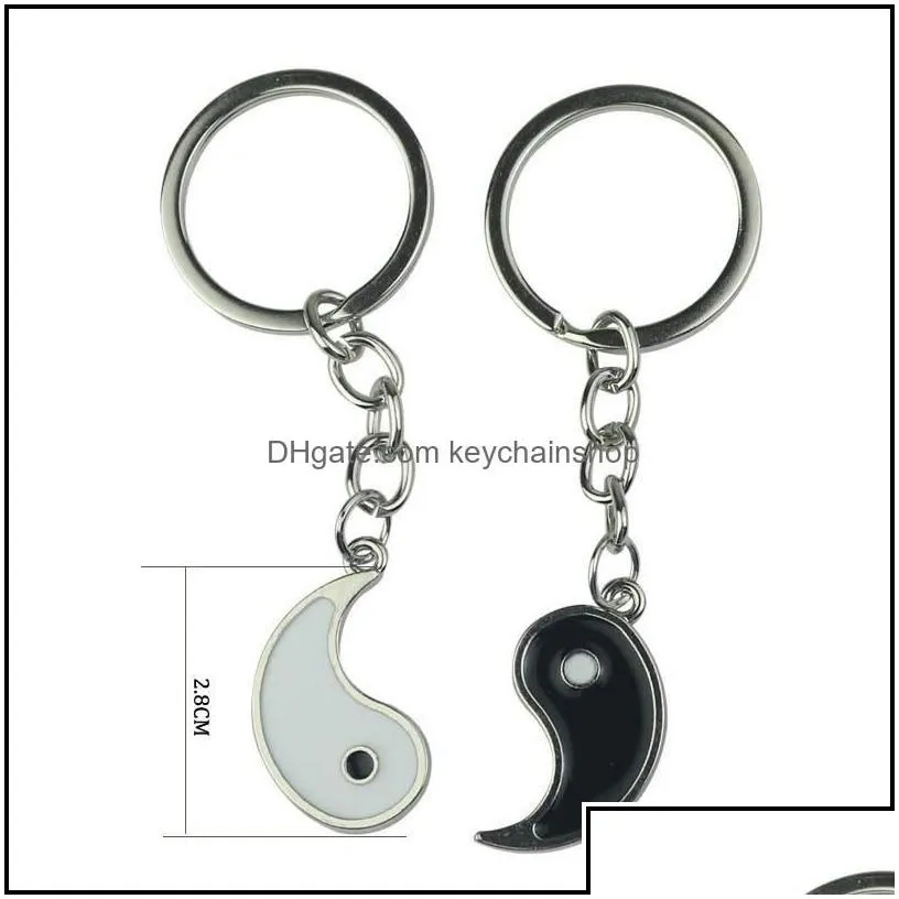 keychains fashion accessories vintage chinese elements of yin yang taiji bagua couple keychain for keys car key ring pendant charm alloy