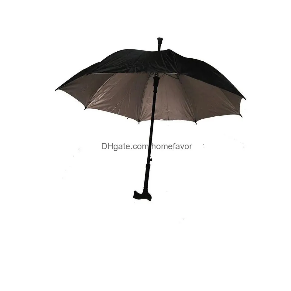 2-in-1 crutch umbrella climbing hiking walking stick umbrellas with long handle outdoor windproof anti-uv rain sun umbrella