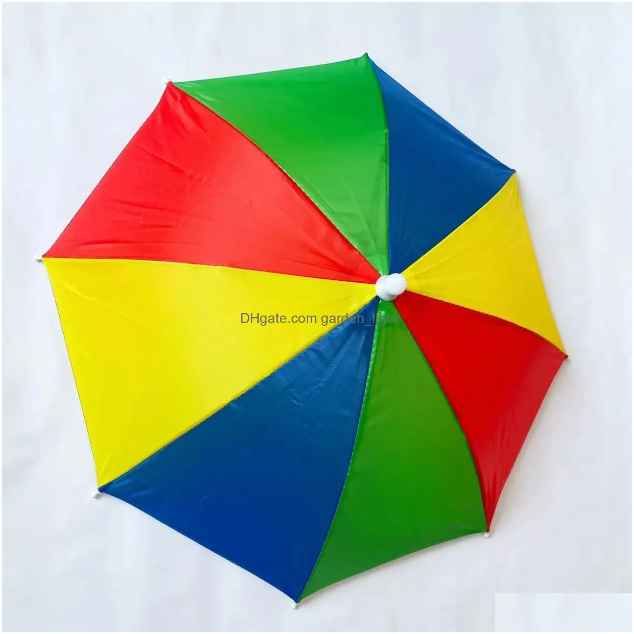 3 colors foldable sun rainbow umbrella hat for adult children adjustable headband hat umbrella hiking fishing outdoor sunshade