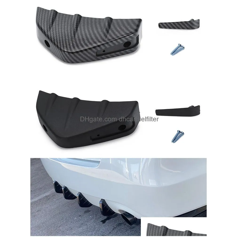 universal modified shark fin rear spoiler bumper lip diffuser car accessories carbon fiber pattern/black 1pcs/4pcs pqy-wss10