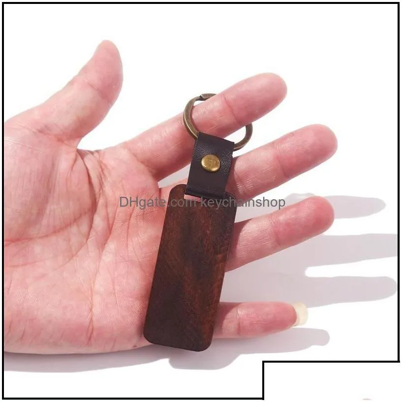 keychains fashion accessories personalized leather keychain pendant beech wood carving lage decoration key ring diy thanksgiving fathers