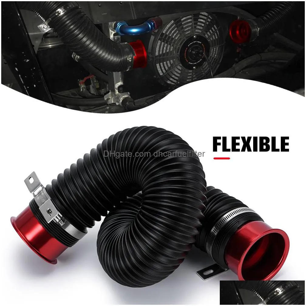 76mm / 3 inch universal flexible car engine cold air intake pipe hose inlet ducting feed tube pipe with connector braket pqy-imk15r