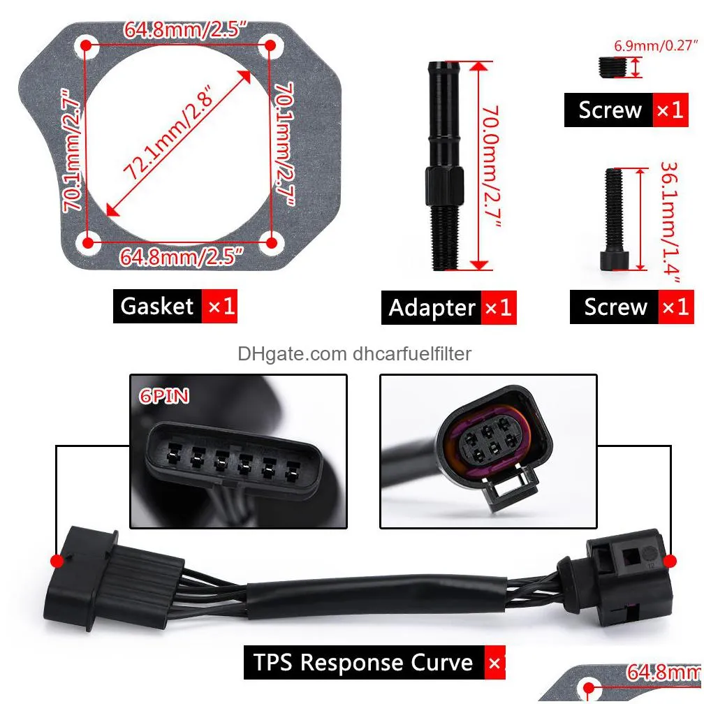 72mm dbwdrive-by-wire throttle body for 06-11 honda civic si s2000 acura tsx plate gasket curve pqy-ttb91