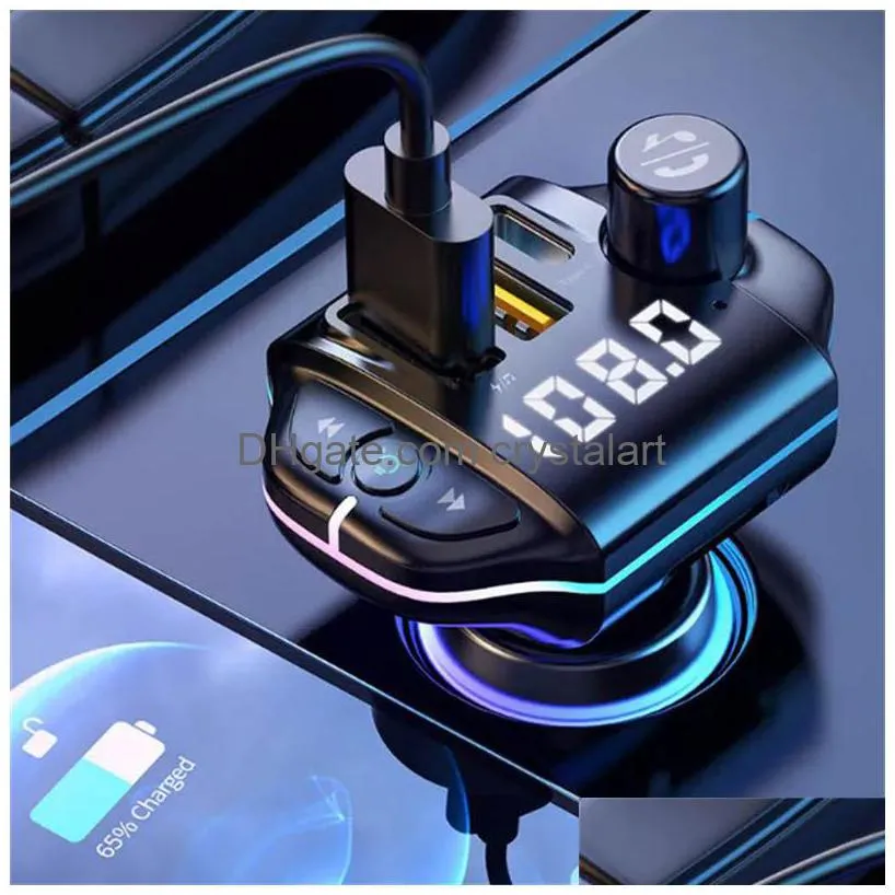 Fm Transmitter Car Bluetooth-Compatible A10 Colorf Atmosphere Light Bt 5.0 Charging Mp3 Player 