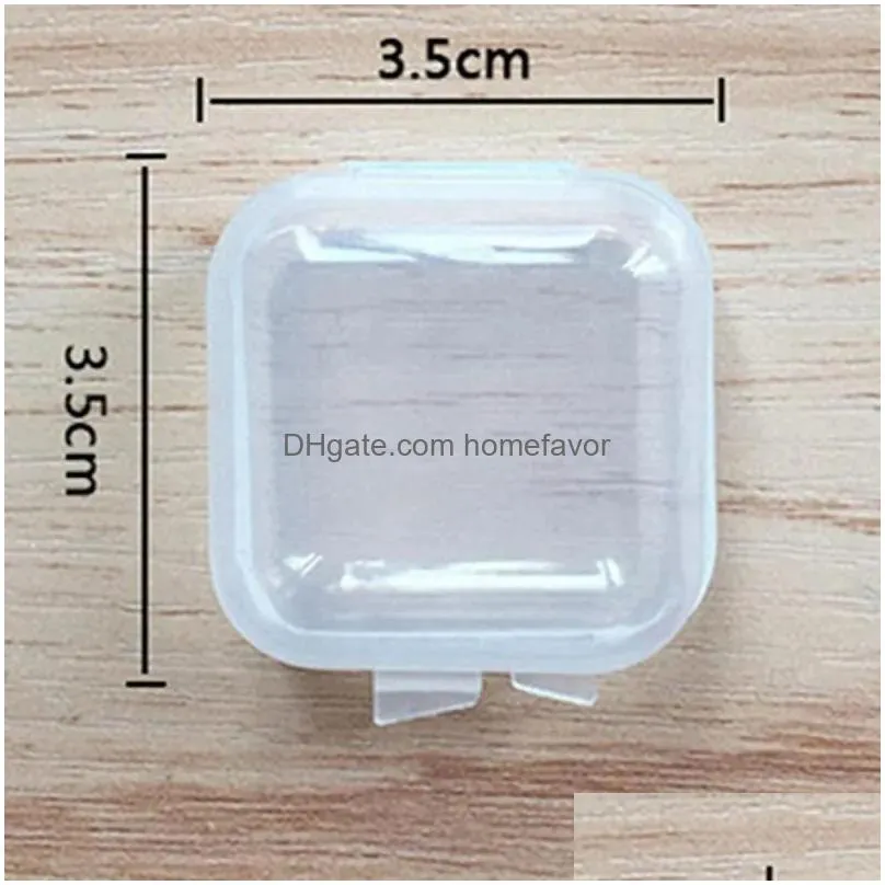 wholesale square empty mini clear plastic storage containers box case with lids small box jewelry earplugs storage box