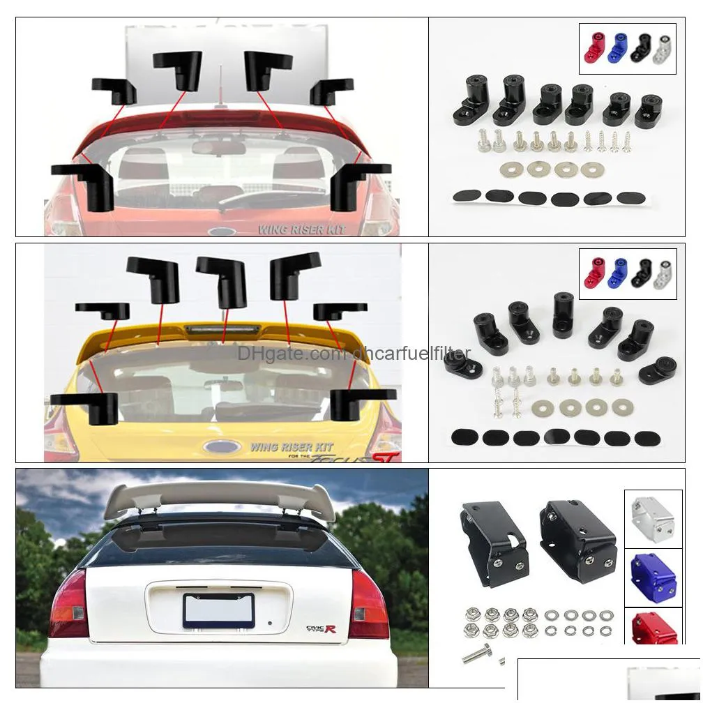 for 14-on ford fiesta st billet t-6061 anodized aluminum bolt-on rear wing spoiler hatch riser lift extension pqy-wsr02