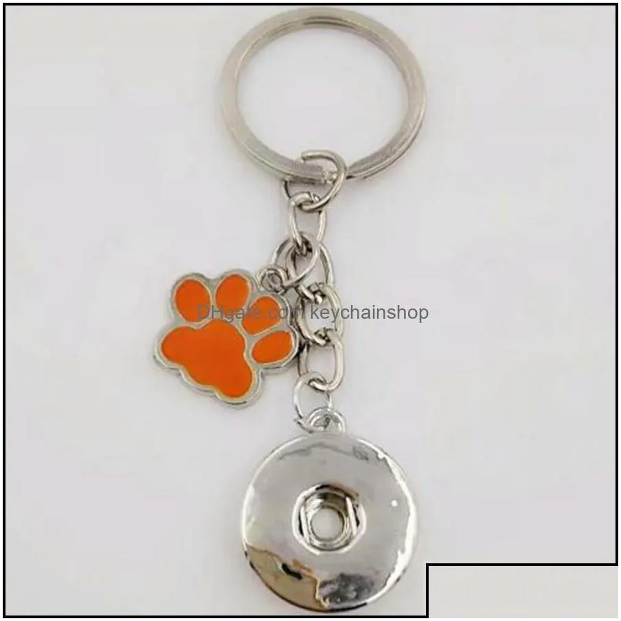 key rings jewelry enamel dog cat paw prints 18mm snaps button keychain charm chain for keys car ring souvenir couple handbag a30 drop