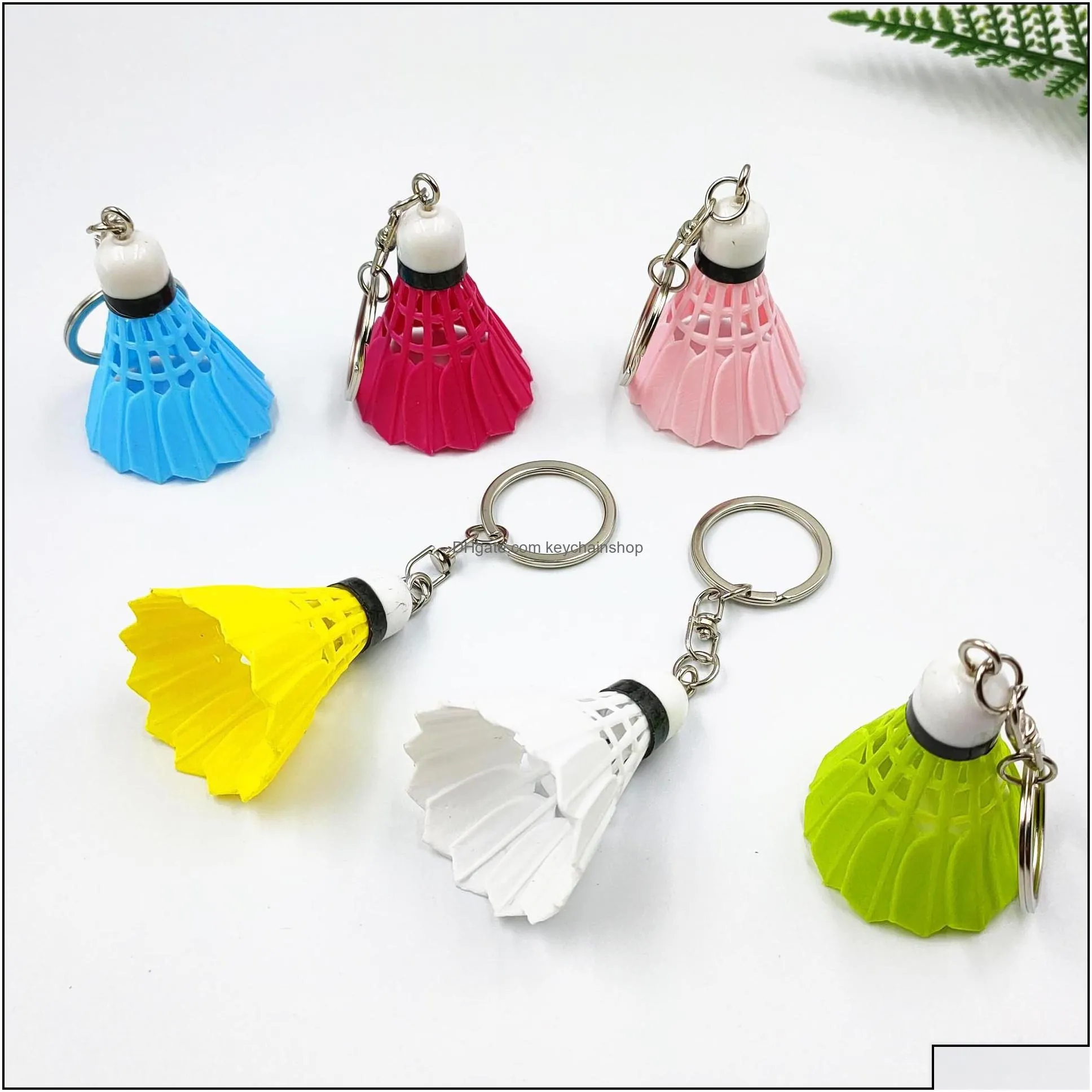 keychains fashion accessories 6 colors creative mnini pvc badminton pendant sports small key chain bag charm car keyrings gi dhxb4