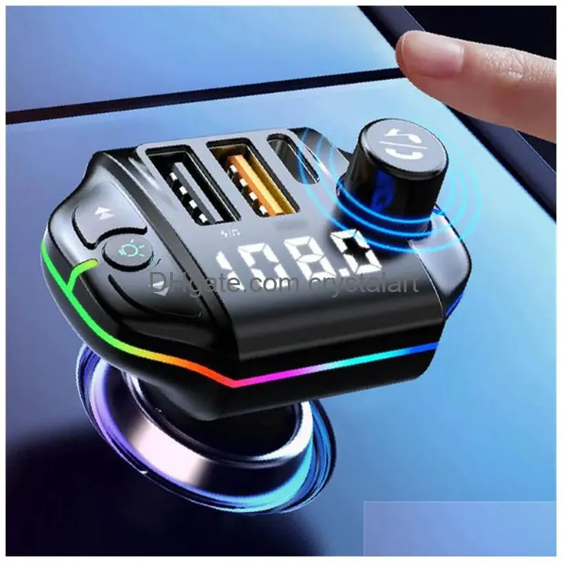 Fm Transmitter Car Bluetooth-Compatible A10 Colorf Atmosphere Light Bt 5.0 Charging Mp3 Player 