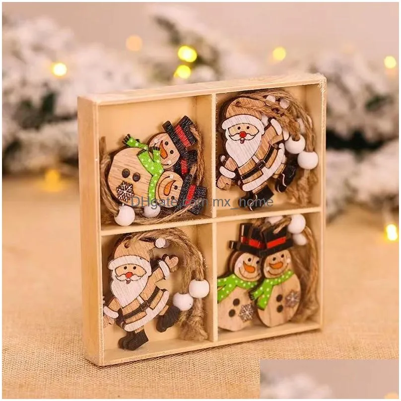 christmas decorative products cartoon wooden small hangers christmas decorations tree hangers gift pack