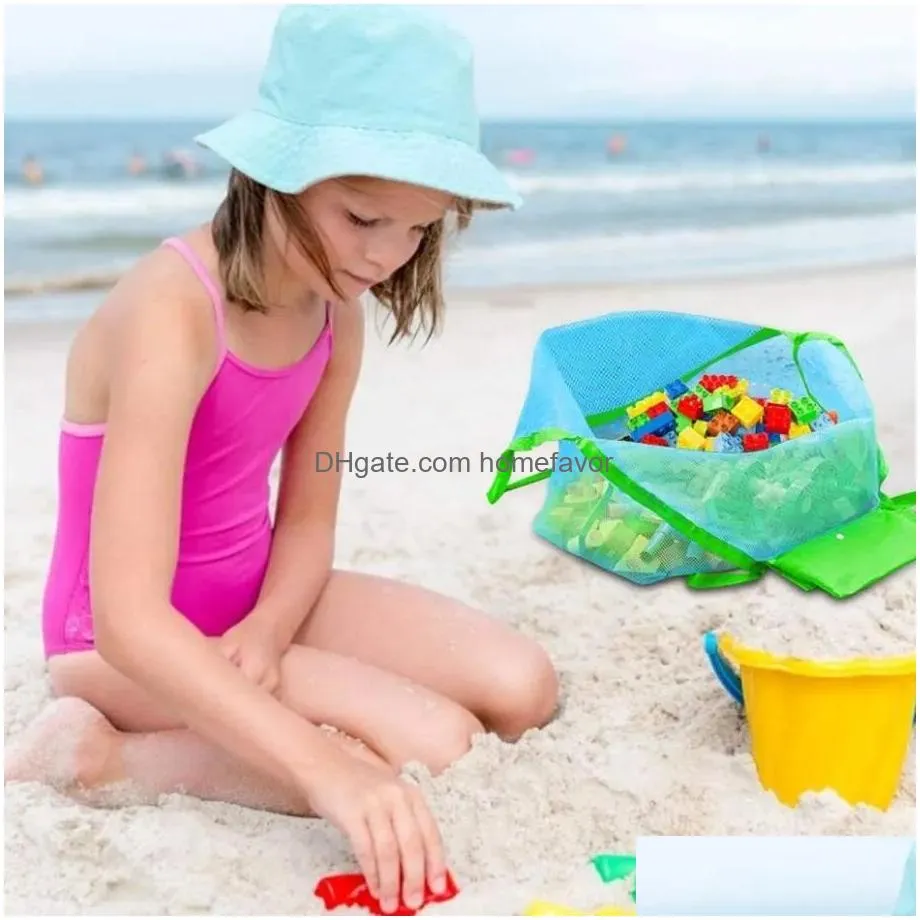 wholesale large size children sand away protable mesh bag kids beach toys clothes towel bag baby toy storage sundries bags women cosmetic makeup