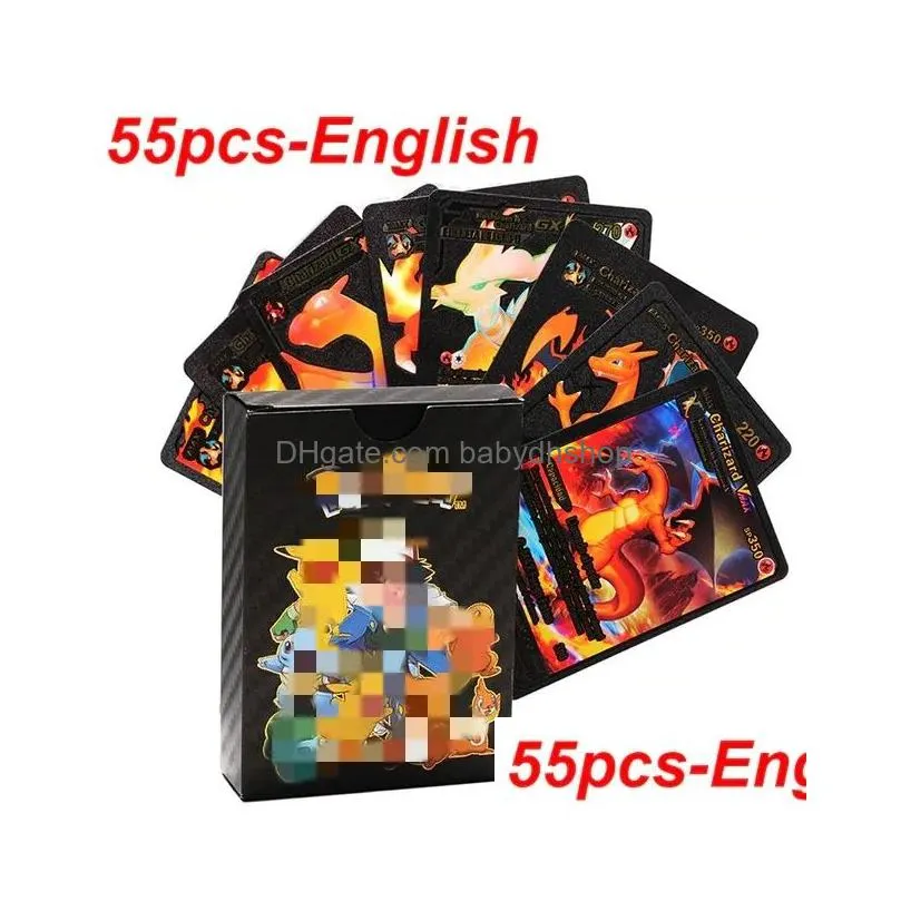 55pcs gold foil cards card game entertainment collection board game battle elf english manufacturer wholesale