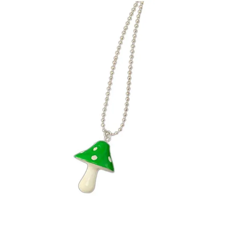 Pendant Necklaces New Fashion Cartoon Color Mushroom Pearl Bunny Necklace Personality Cute Resin Pendant Girl Daily Charm Jewelry Gift Dhuvt