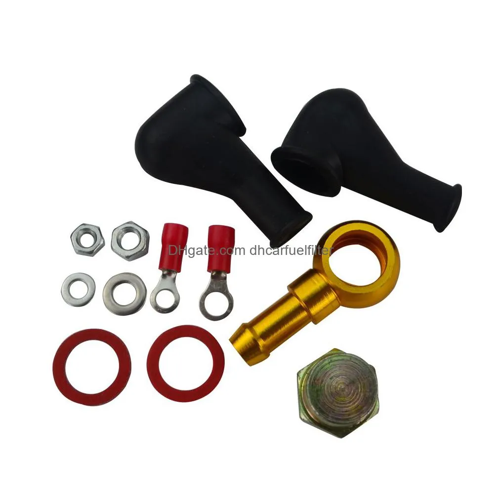 racing - 044 fuel pump banjo fitting kit hose adaptor union 8mm outlet tail pqy-fk046