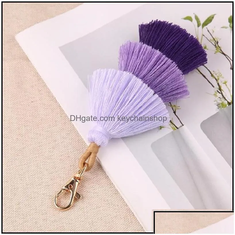 keychains three layers cotton tassel keychain bohemian boho style women bag pendant mticolor handmade key chain 10 col keychainshop