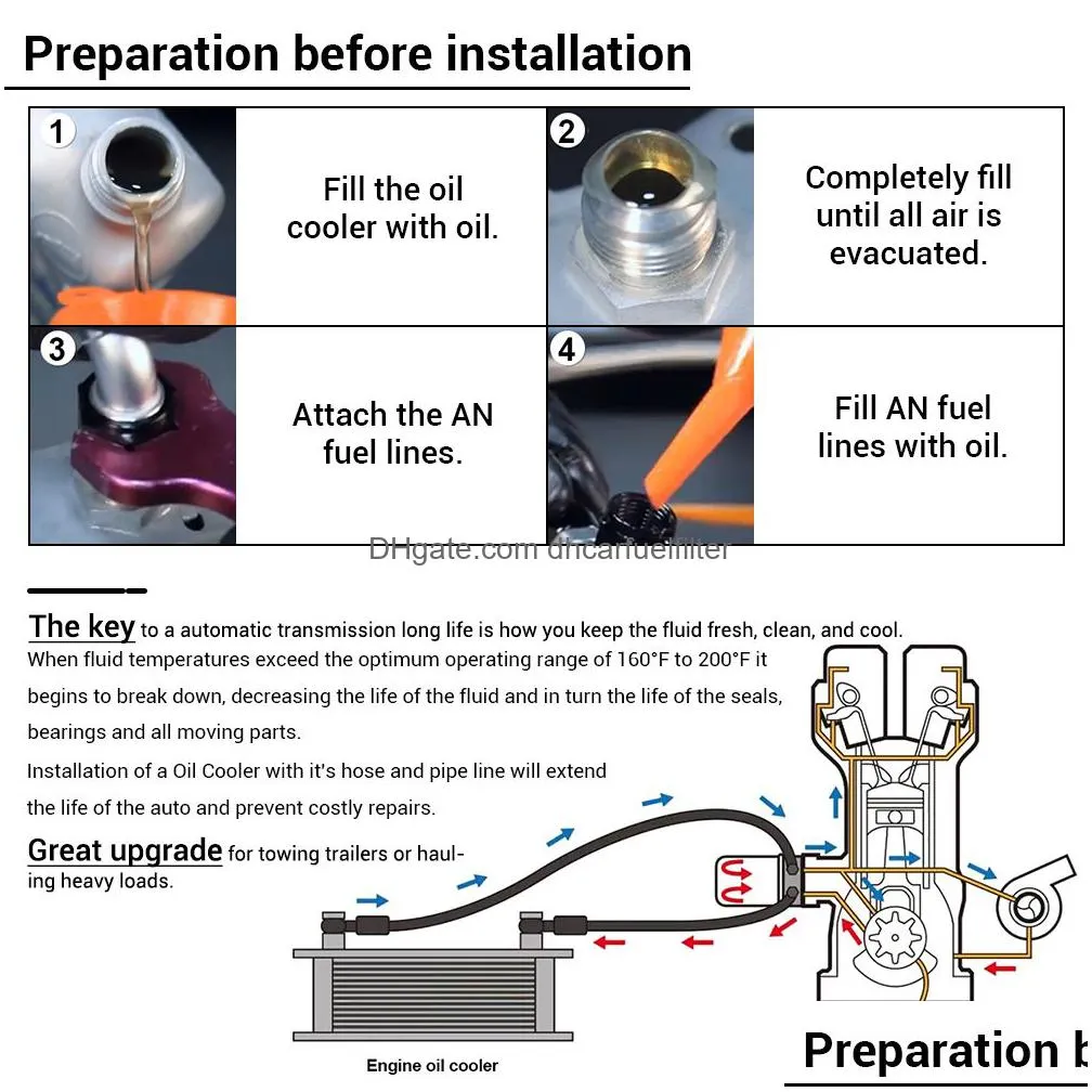 19 row an-10an universal oil cooler engine transmission oil cooler kit pqy7019