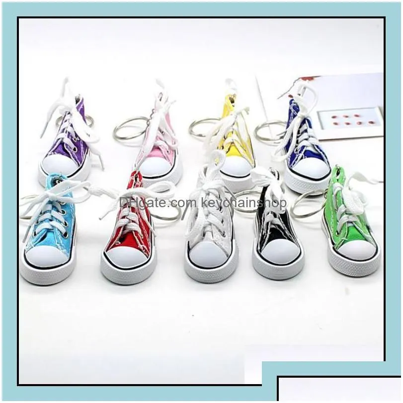 keychains fashion accessories creative key ring chain mini canvas shoes sneaker tennis keychain simation sport funny keyring pendant gift