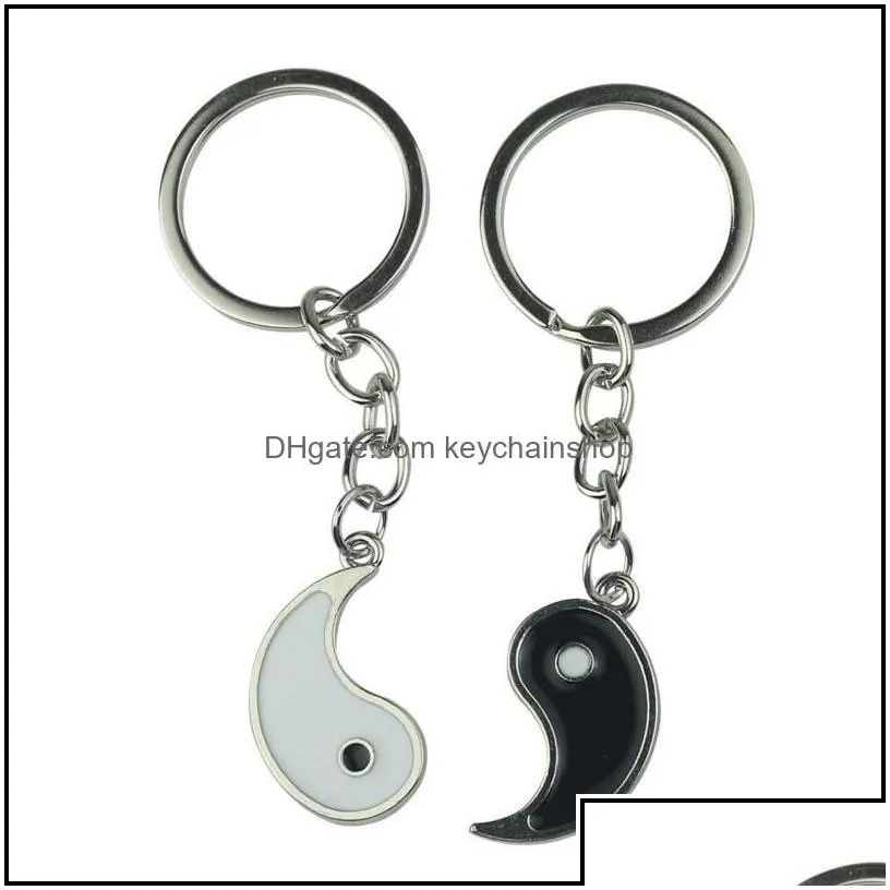 keychains fashion accessories vintage chinese elements of yin yang taiji bagua couple keychain for keys car key ring pendant charm alloy