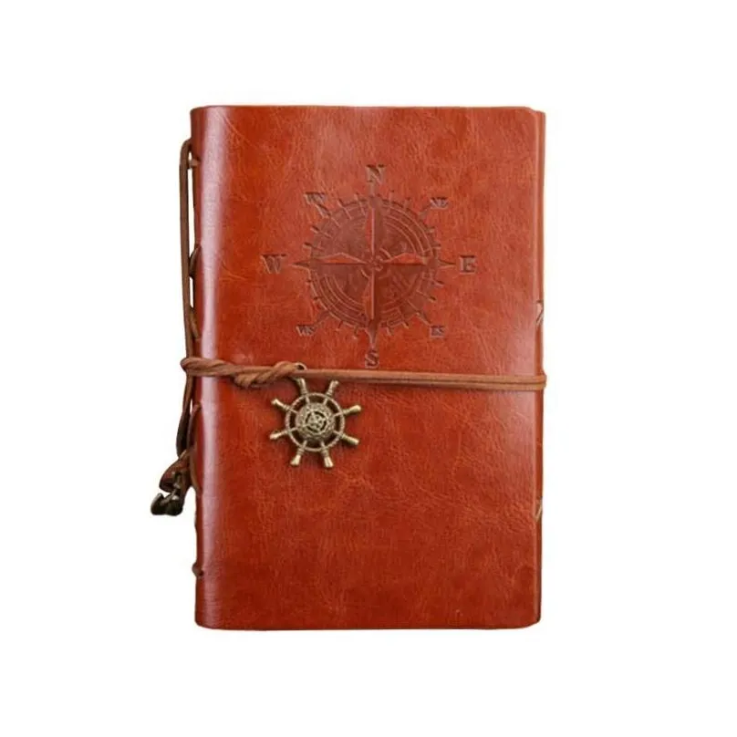 Greeting Cards Greeting Cards Retro Anchor Loose-Leaf Notebook Pu Leather Replaceable Stationery Gift Travelers Home Garden Festive Pa Dhwup