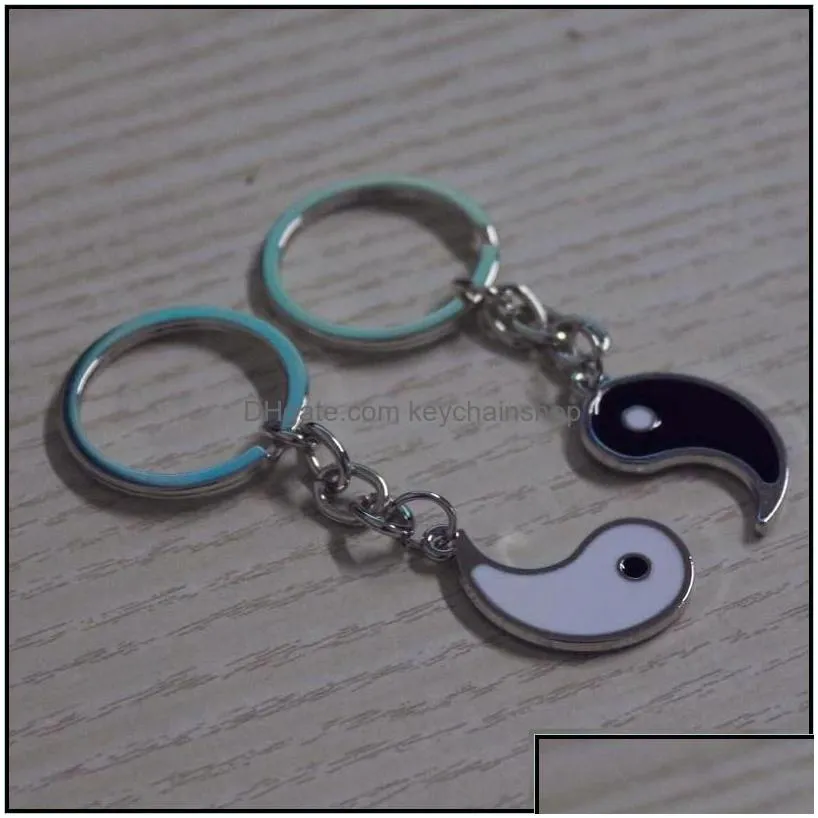 keychains fashion accessories vintage chinese elements of yin yang taiji bagua couple keychain for keys car key ring pendant charm alloy