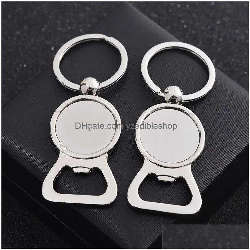 party favor sublimation blank beer bottle opener keychain metal heat transfer corkscrew key ring household kitchen tool dd9951631262