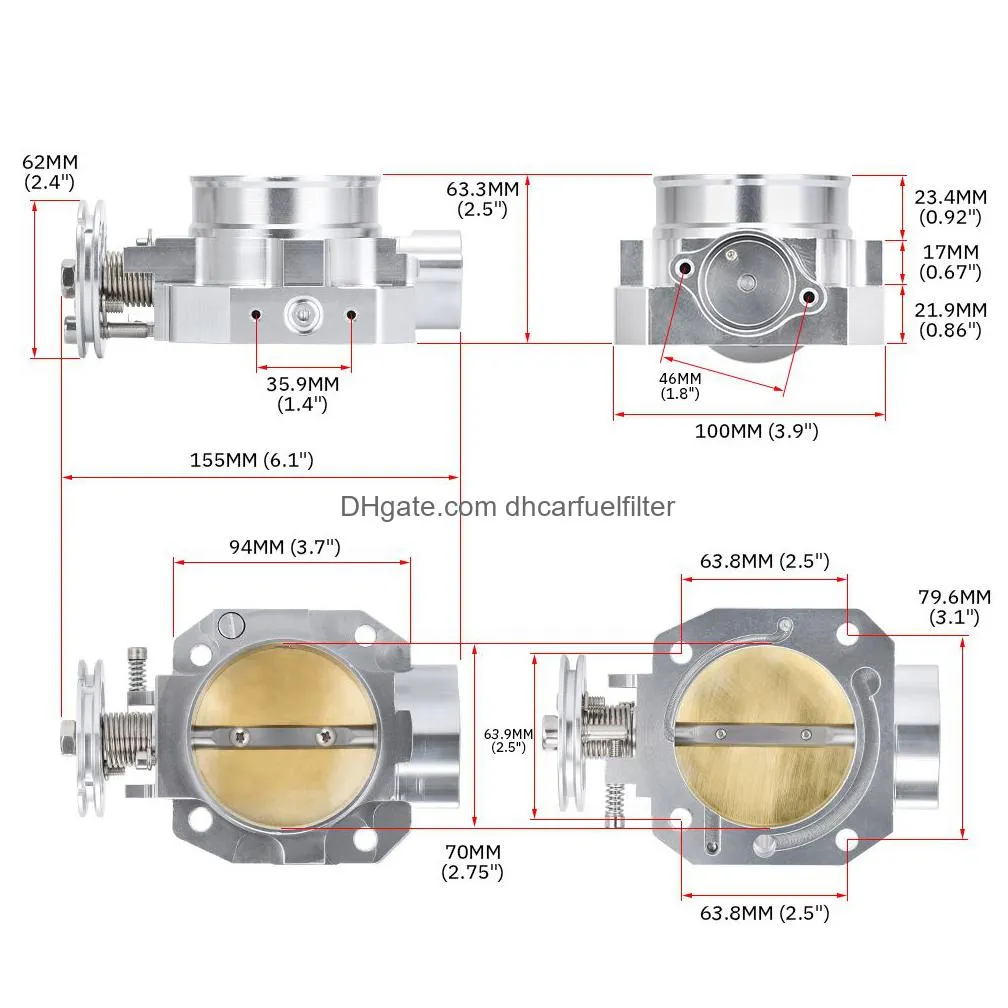 aluminum silver intake manifold 70mm throttle body for honda b16 b18 d16 f22 b20 d/b/h/f eg ek h22 pqy6952