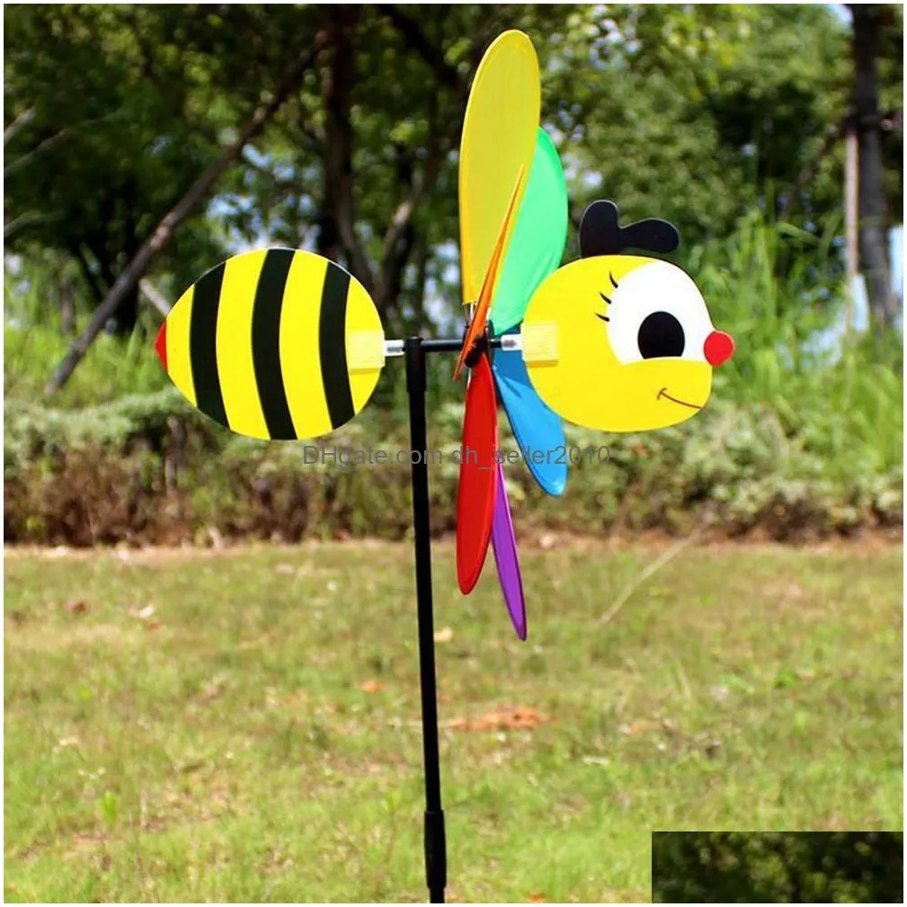 garden decorations animal bee six colors threedimensional windmill cartoon children toys home decoration wind spinner whirligig yard decor