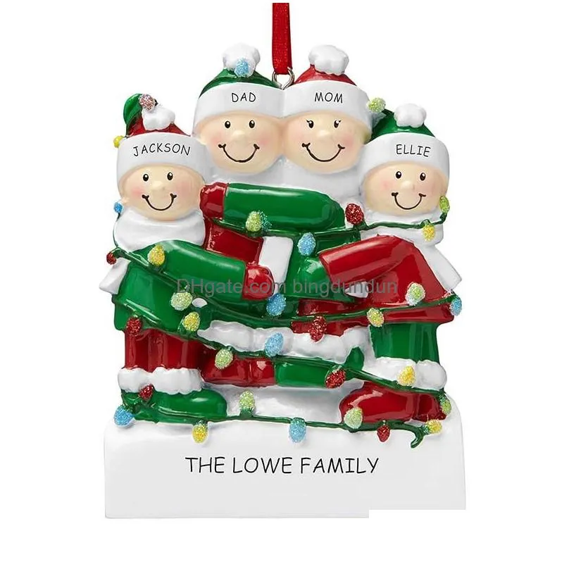 personalized resin christmas ornaments christmas pendant family name blessing christmas tree ornaments room decorations