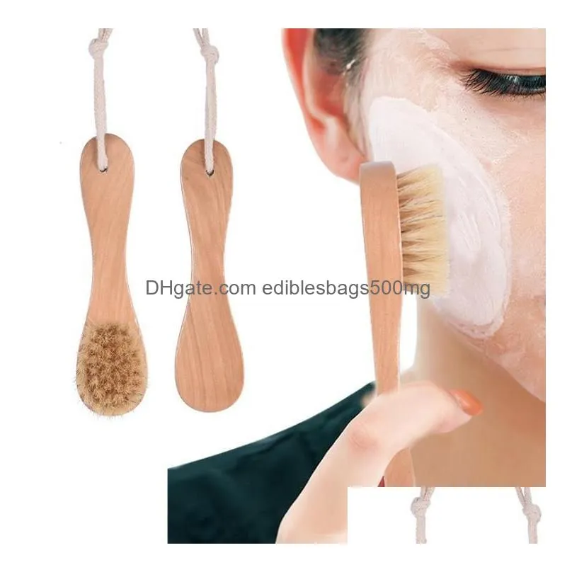  natural boar bristles spa facial brush face brush with wood handle remove black dots rub face nail brush