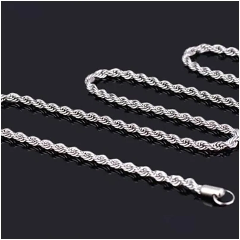 Chains Fashion Mens Hip Hop Chain Shine Necklace Luxury Classy Clavicle Sier Gold Color Twist Rope Jewelry For Women Men M Jewelry Nec Dhqio