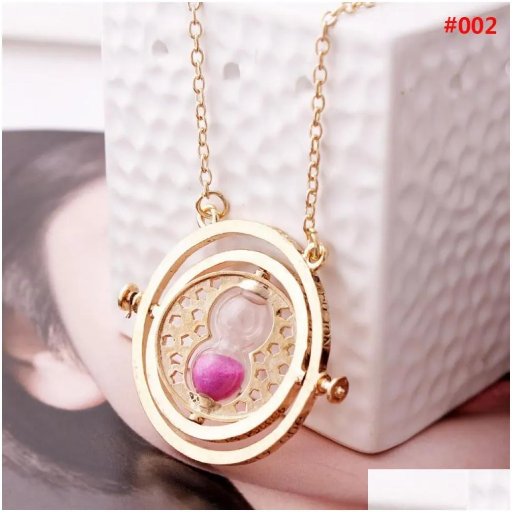 Pendant Necklaces Gold Sier Alloy Personality Women Fashion Sand Glass Time Turner Pendant Necklace Men Gem Jewelry Jewelry Necklaces Dh6Qh