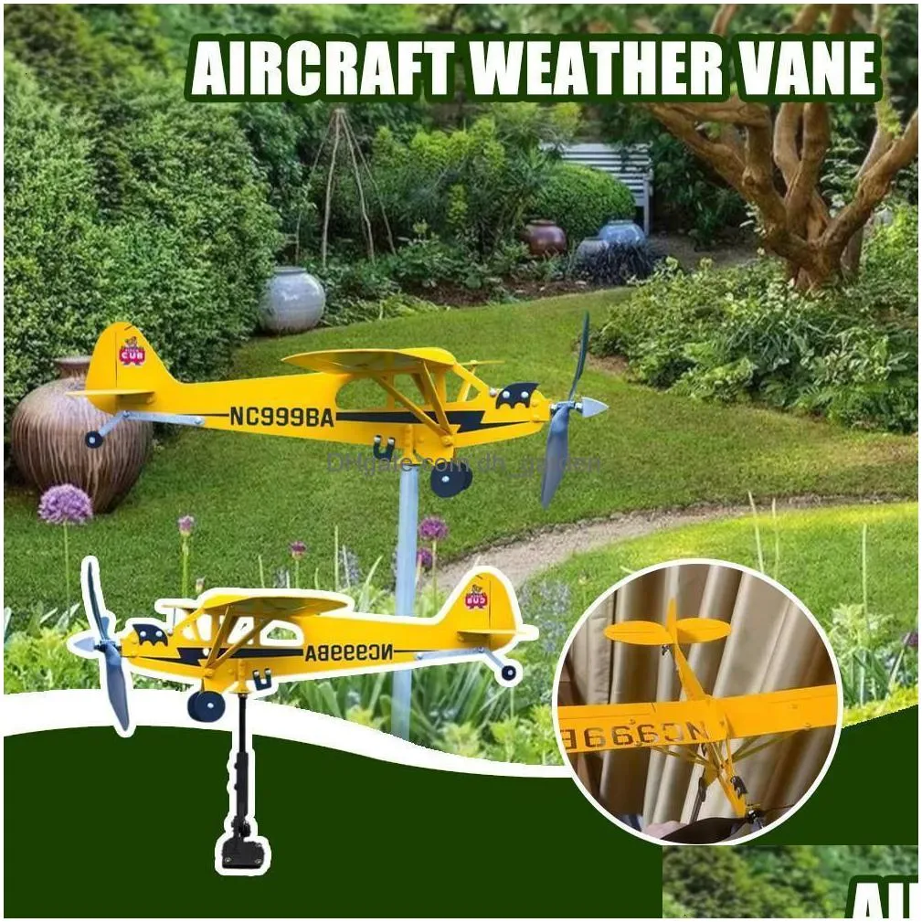 Decorative Objects & Figurines Decorative Objects Figurines Airplane Weather Vane For Garden Wind Spinner Beautif And Durabl Dhgarden Dhrhn
