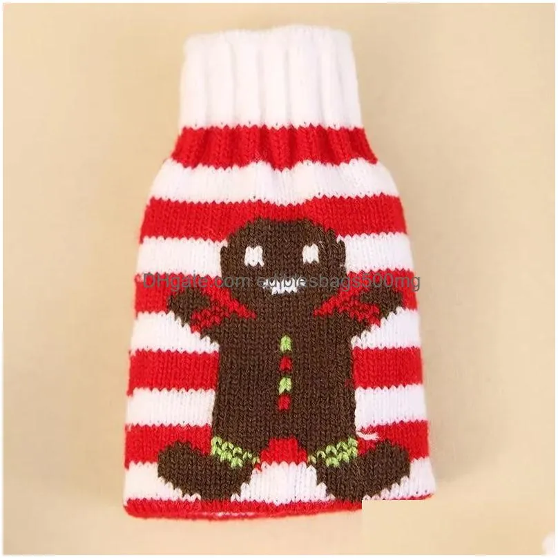 christmas knitted wine bottle cover party favor xmas beer wines bags santa snowman moose beers bottles covers wholesale fy4767