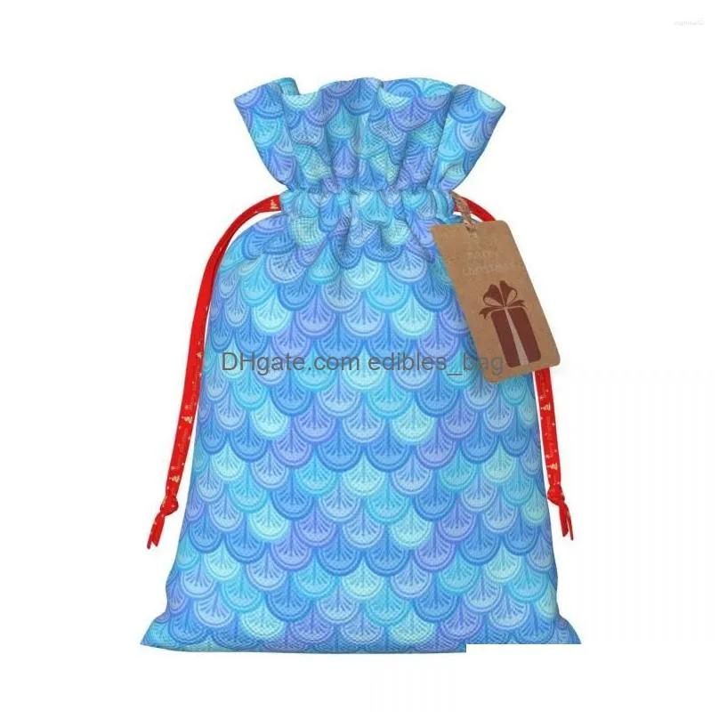 christmas decorations fish pattern fashion packaging bag gift storage drawstring halloween candy festival