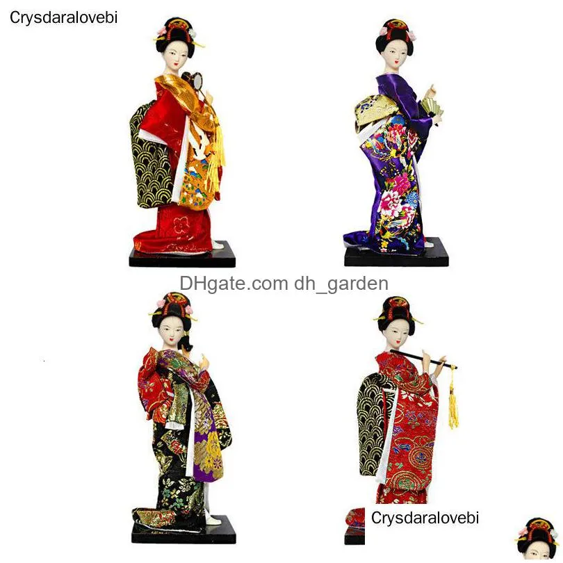 Decorative Objects & Figurines Decorative Objects Figurines 25Cm Kawaii Statuette Japanese Geisha Dolls Kimono Belle Girl La Dhgarden Dhevk